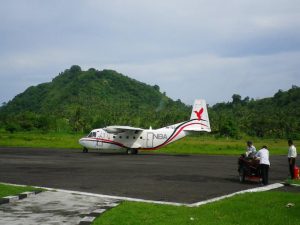 バンダネイラへ向かったときの飛行機、プロペラ機