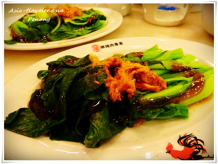 ペナン島Yi Xiangバクテー店の青菜炒め2皿
