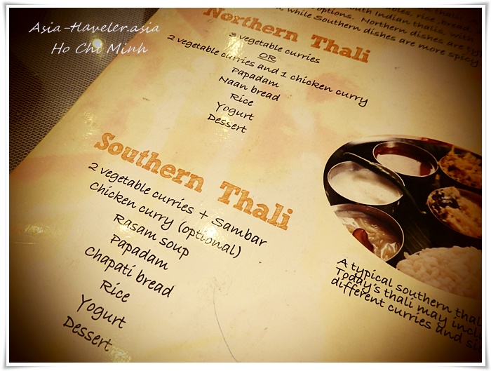 Baba's KitchenのNorthern・Southern Thaliランチメニュー表