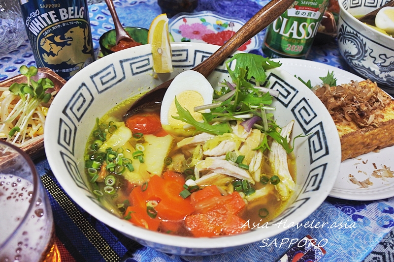 札幌自炊で作ったソトアヤムのスパイス仕立て