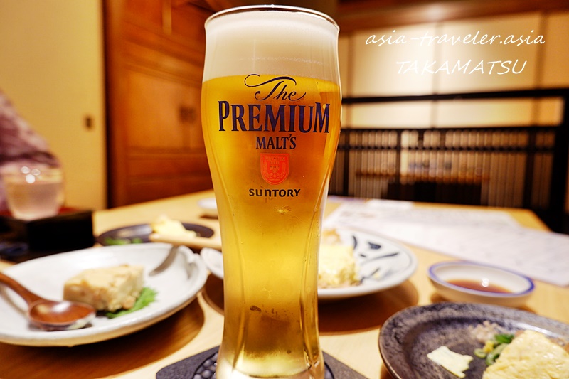 高松・徳市で注がれたザ・プレミアム・モルツの生ビール