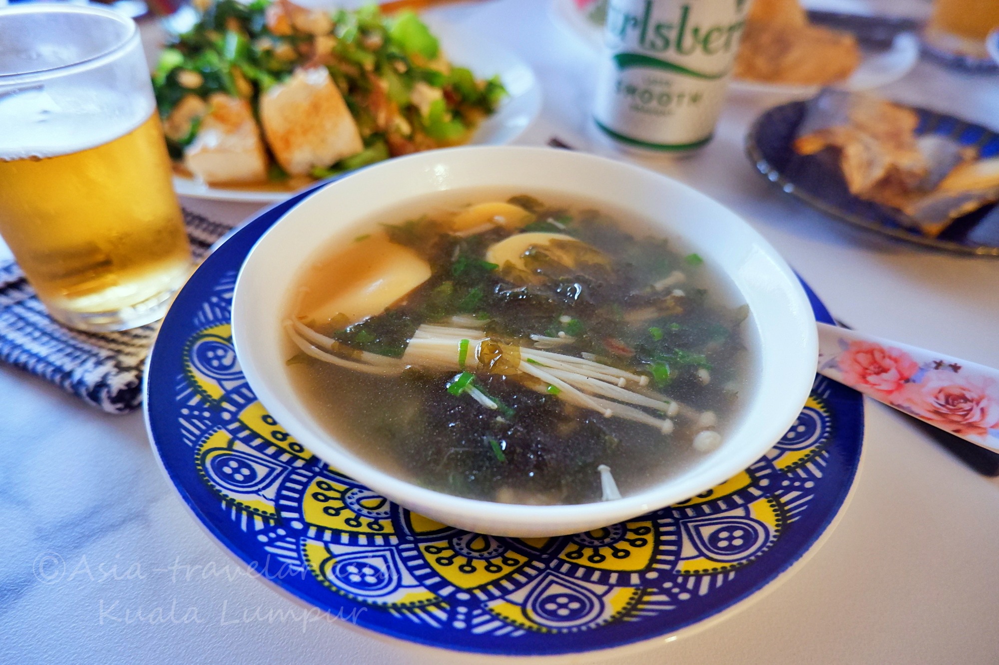 クアラルンプール自宅で作った海苔と卵豆腐の海藻スープ