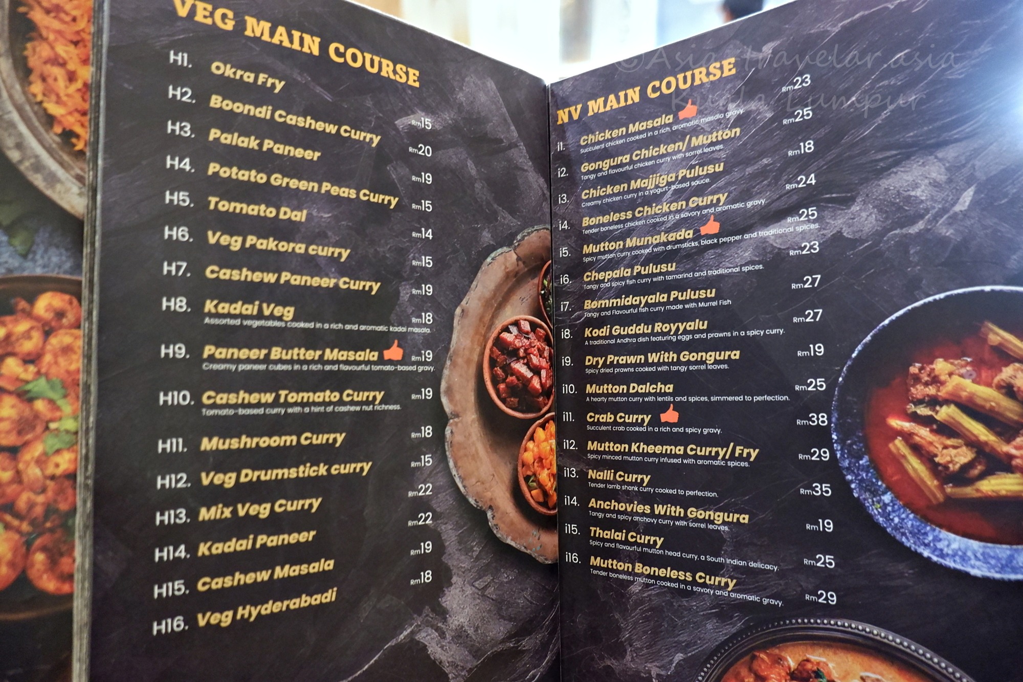 HERITAGE HOUSEのベジ・ノンベジメインコースメニュー