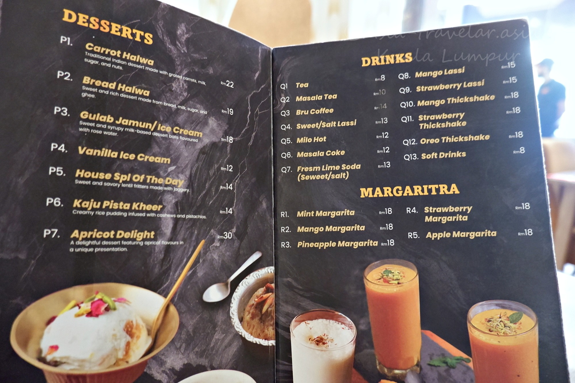 クアラルンプール「HERITAGE HOUSE」のデザート＆ドリンクメニュー表