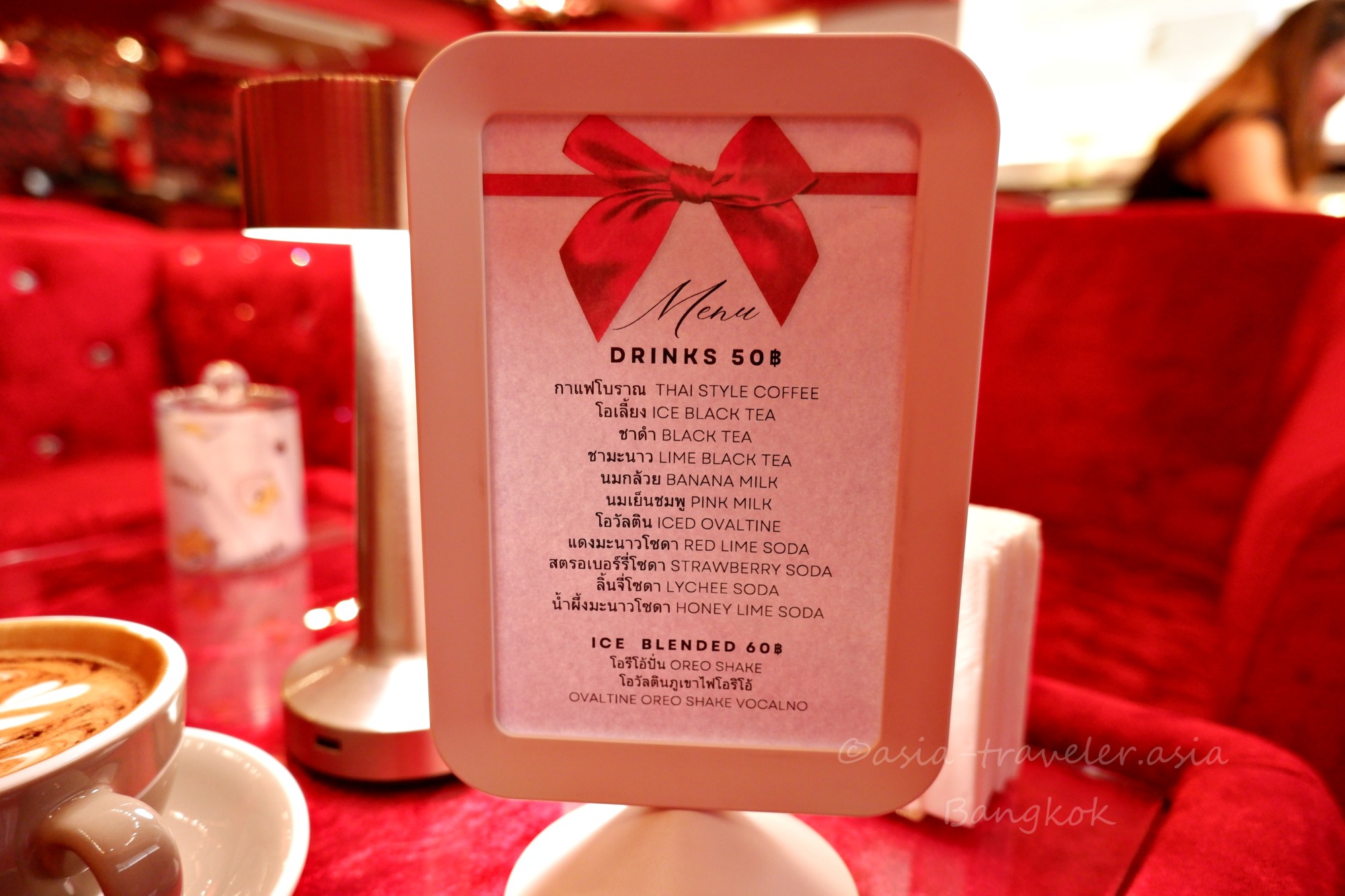 バンコク・プロンポンのKashiyaドリンクメニュー表