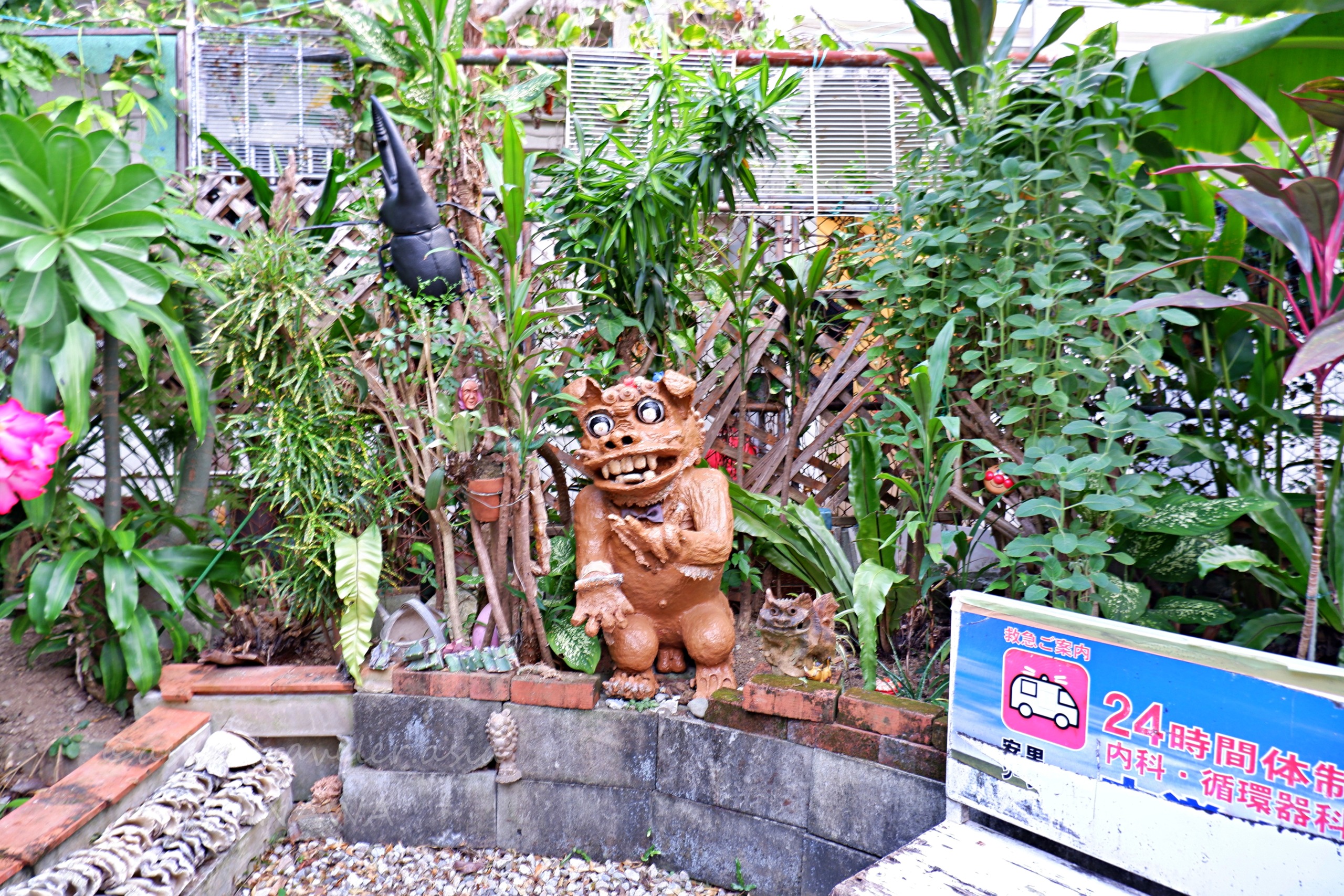 栄町エリアで見かけた愉快な表情のシーサー像