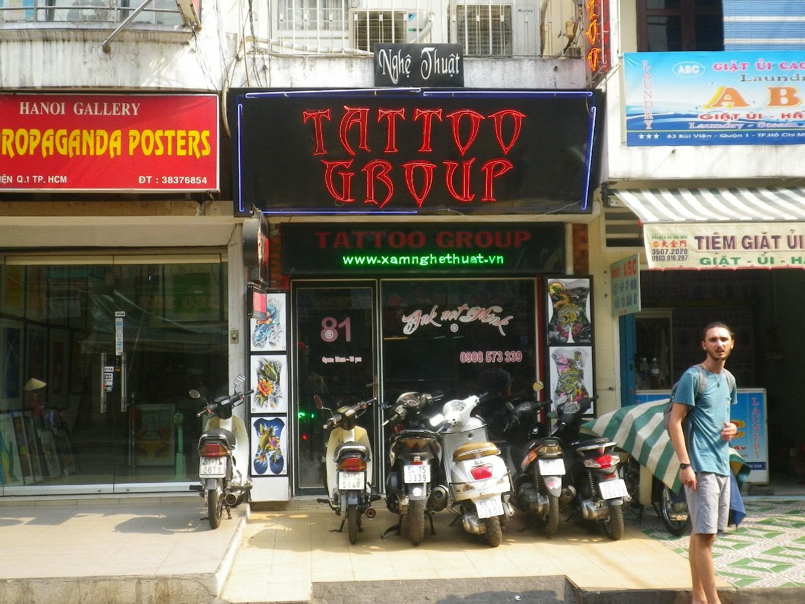 ホーチミン・ブイビエン通り近くのTattoo Group店舗外観