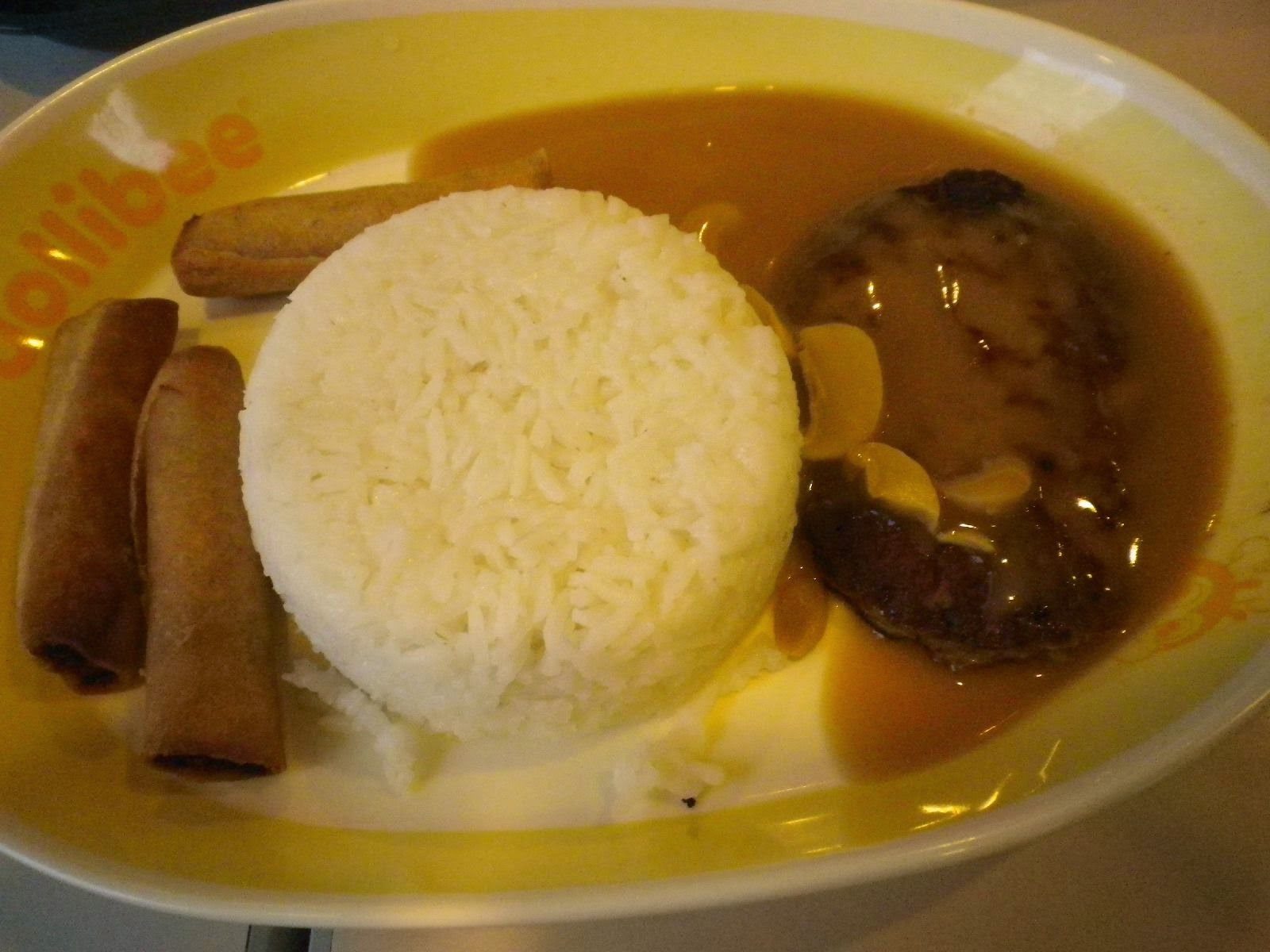 ジョリビーのハンバーグセット ジョリビーのハンバーグセットにライスと春巻き添え