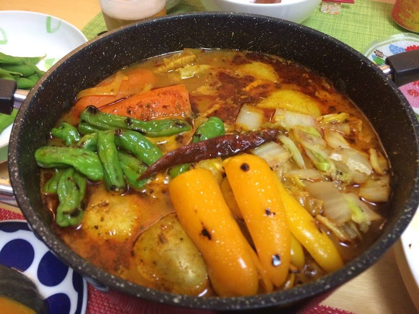 フライパンで作る具だくさんスープカレー鍋