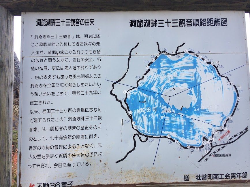 洞爺湖畔三十三観音順路距離図の案内板
