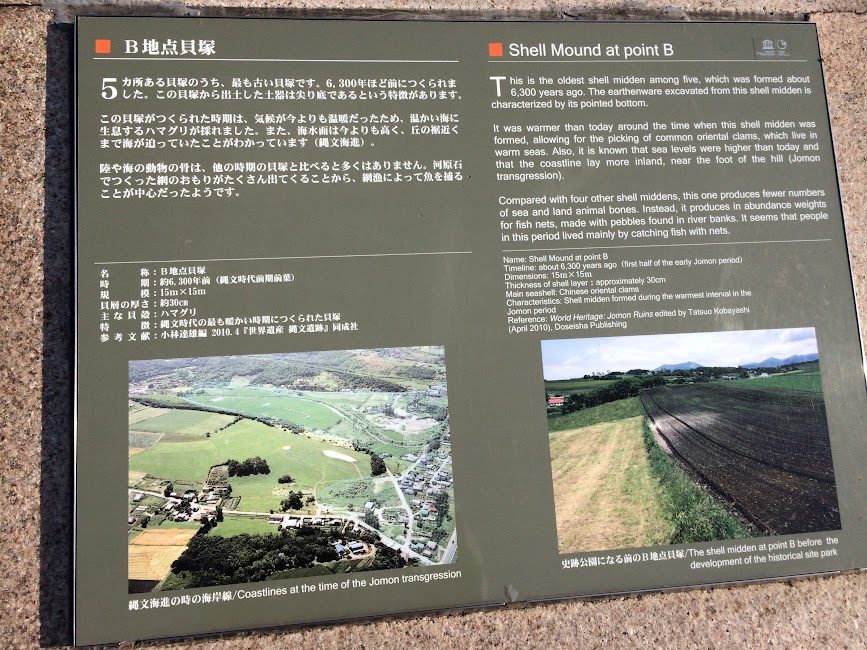 北黄金貝塚B地点の日英解説看板